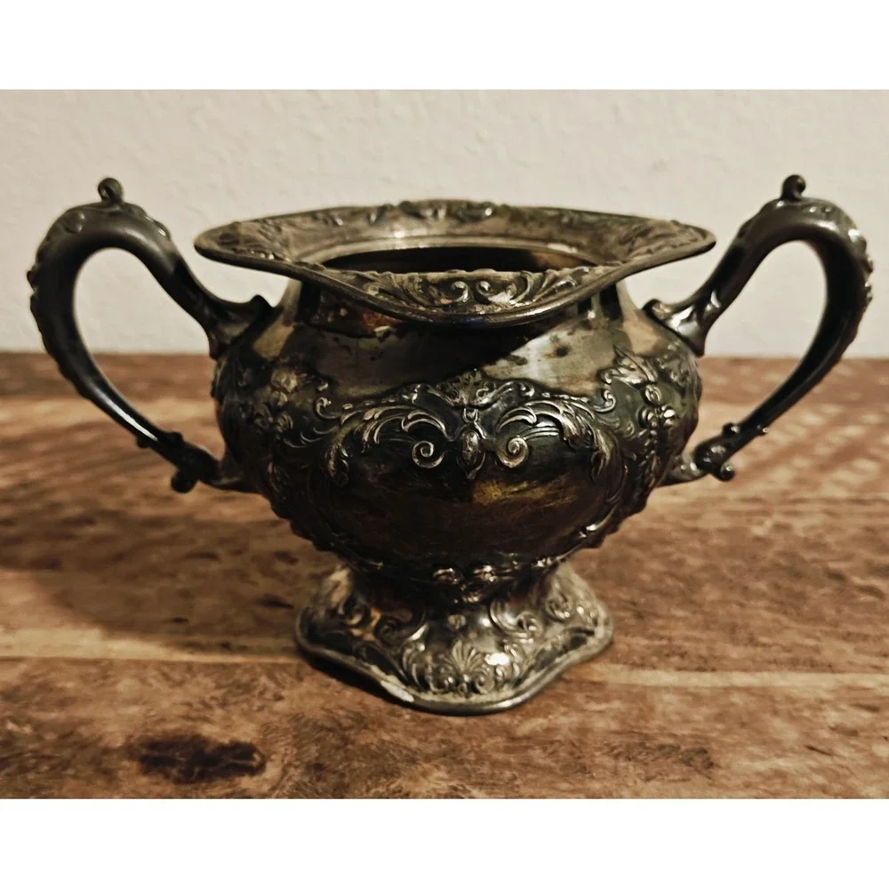 Antique American Silver Plate Ornate sugar Bowl